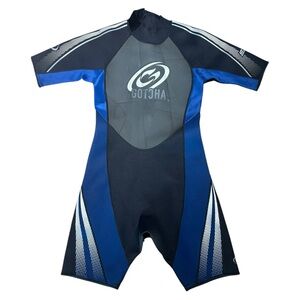 Gotcha Wetsuit Short Sleeve Black Blue Gray Surf Swim Size L